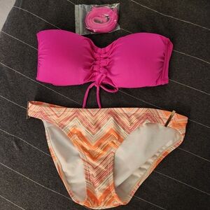 Kona Sol Pink Bandeau Bikini Top XS